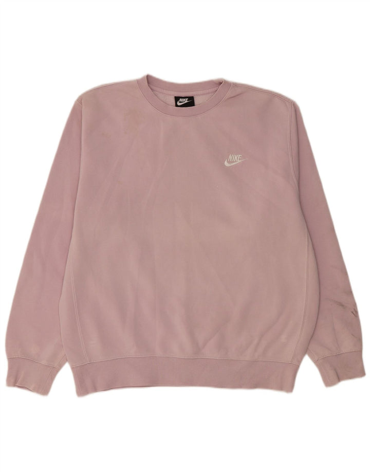 NIKE Womens Oversized Sweatshirt Jumper UK 14 Medium Purple Cotton