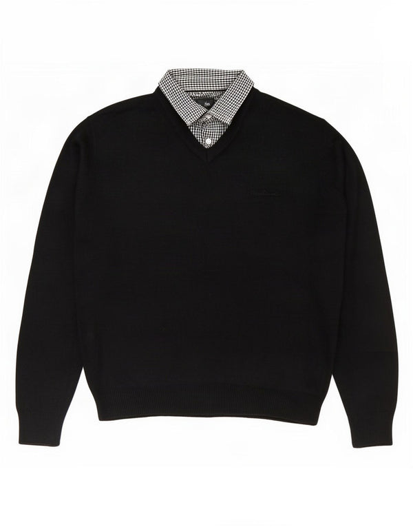 Pierre Cardin Herren-Pullover mit V-Ausschnitt, klein, Acryl, Schwarz