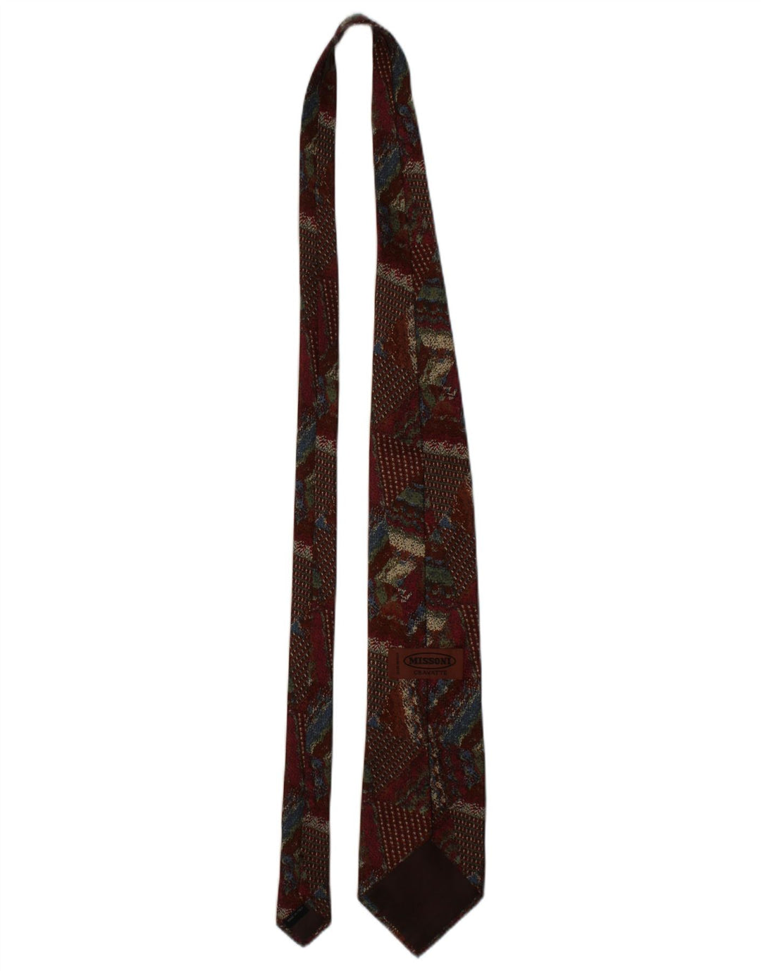 MISSONI Mens Graphic Tie One Size Brown Geometric Silk Designer