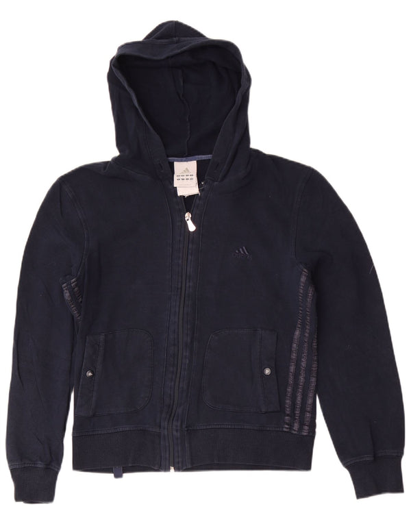 Maglione con cappuccio e zip da uomo Adidas UK 36/38 piccolo cotone blu navy