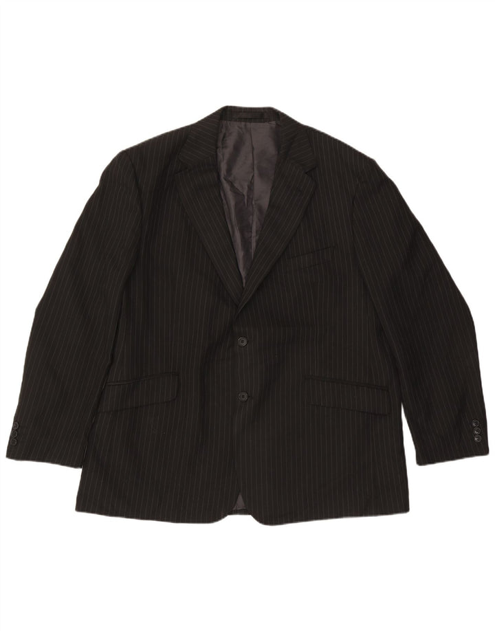MARKS & SPENCER Mens 2 Button Blazer Jacket UK 46 3XL Black Pinstripe