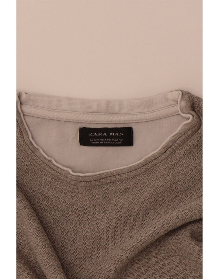 Męski T-shirt ZARA, średni szary