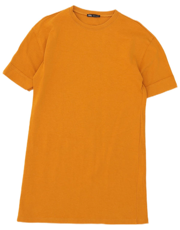 Zara Damen T-Shirt-Kleid UK 10 Small Orange