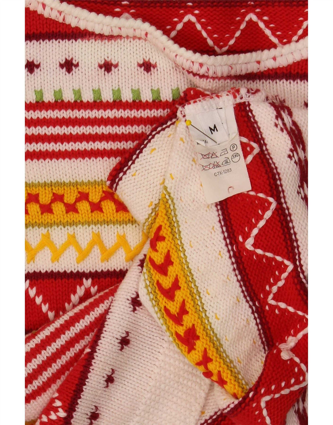 Vintage Dame Boat Neck Jumper Sweater UK 12 Medium Multicolored