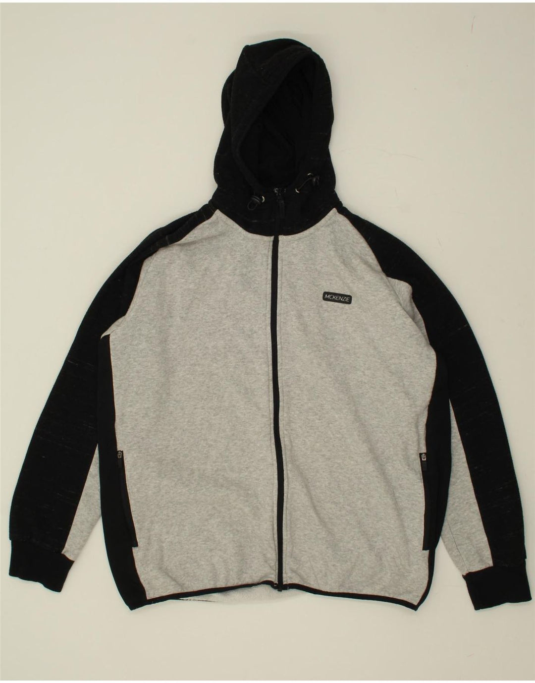 MCKENZIE Mens Zip Hoodie Sweater XL Grey Colourblock Cotton Vintage Mckenzie and Second-Hand Mckenzie from Messina Hembry 