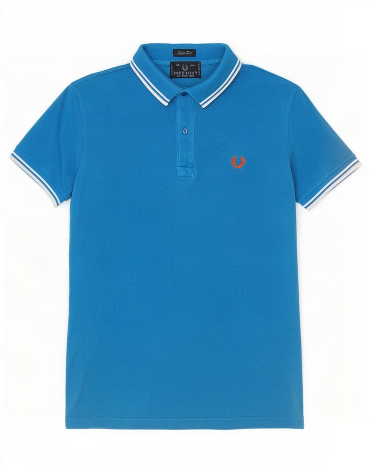 Fred Perry Herren-Poloshirt mit schmaler Passform, kleine blaue Baumwolle