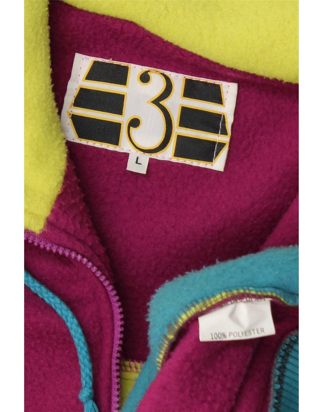 Vintage Mens Graphic Fleece Jacket UK 40 Large Multicoloured Colourblock