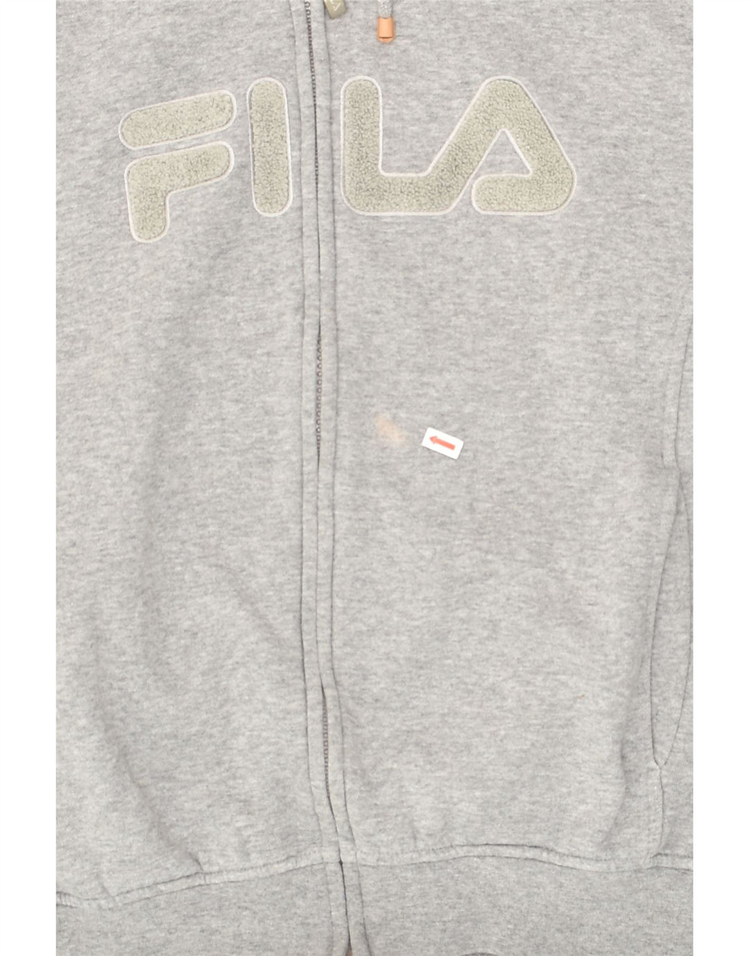 FILA Womens Graphic Zip Hoodie Sweater UK 16 Large Grey Cotton | Vintage Fila | Thrift | Second-Hand Fila | Used Clothing | Messina Hembry 