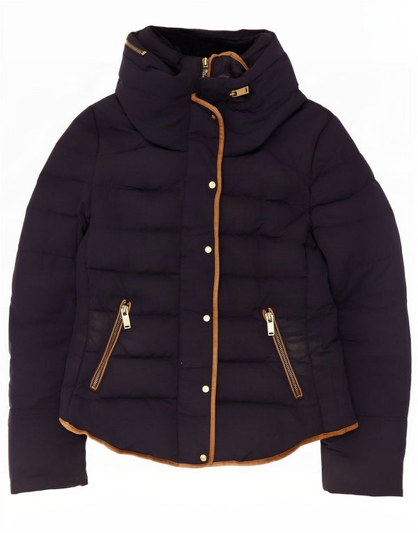 Zara Γυναικείο μπουφάν UK 12 Medium Navy Blue Polyester