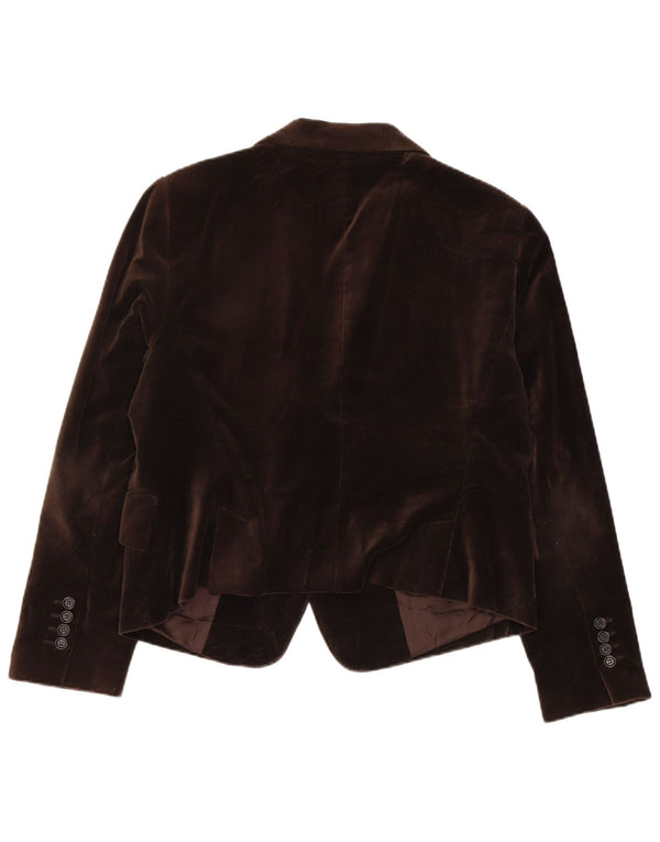 Zara Veste blazer en velours à 2 boutons pour femme UK 18 XL en coton marron