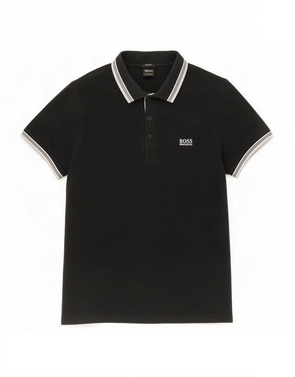 Hugo Boss Herren-Poloshirt mit normaler Passform, große schwarze Baumwolle