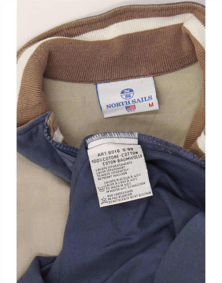 North Sails Herre Zip Neck Sweatshirt Jumper Medium Blue Colourblock Bomuld