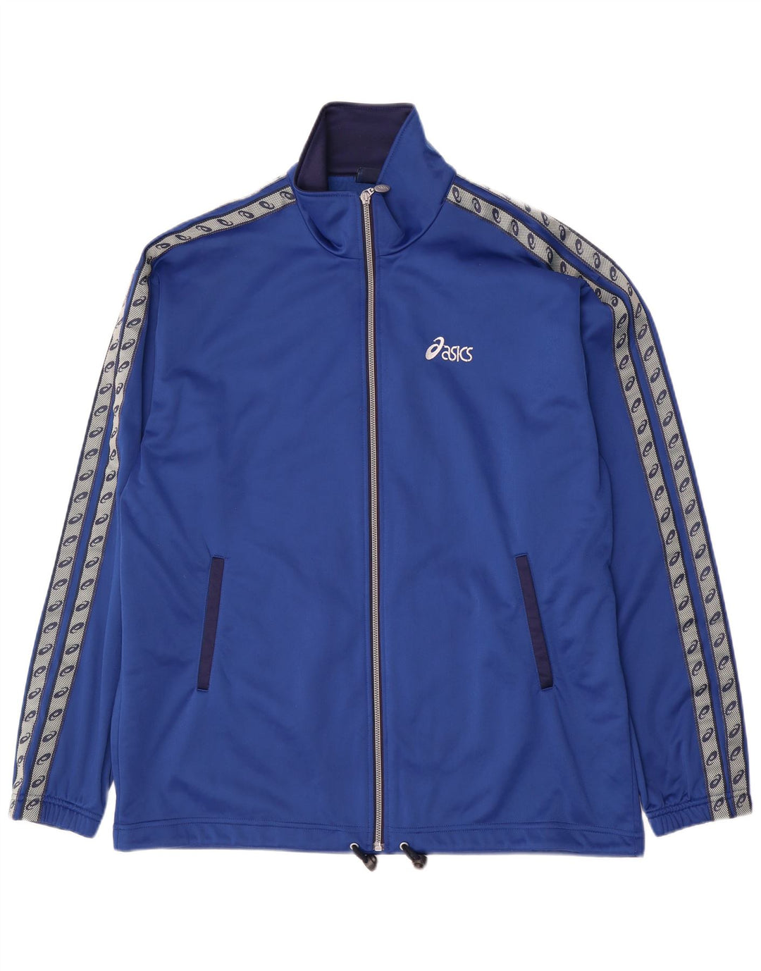 Asics Mens Graphic Tracksuit Top Jacket XL Blue Colourblock Polyester