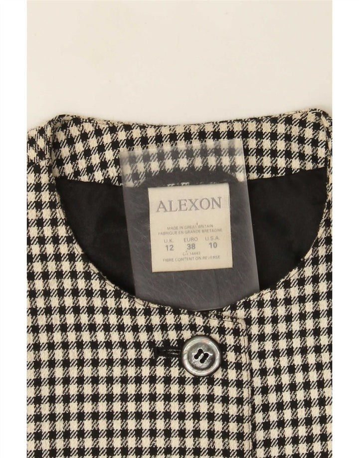 ALEXON Dame Loose Fit Overfrakke UK 12 Medium Black Houndstooth Polyester