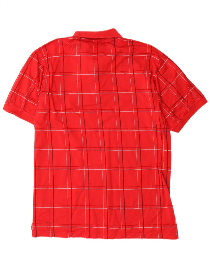 IZOD Mens Golf Polo Shirt Medium Red Check Cotton