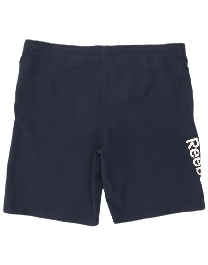 Reebok Mens Graphic Sport Shorts Large  Navy Blue Polyester