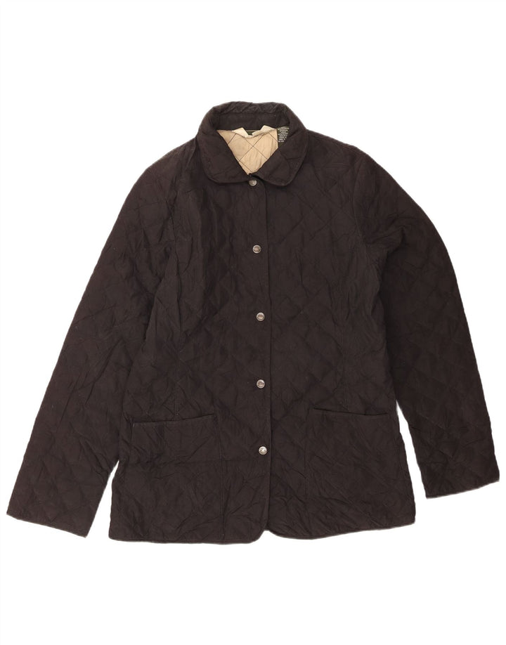 EDDIE BAUER Womens Quilted Jacket UK 12 Medium Black Polyester