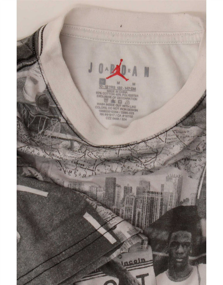 T-shirt grafica da ragazzo Jordan Top 10-11 anni in cotone patchwork grigio medio