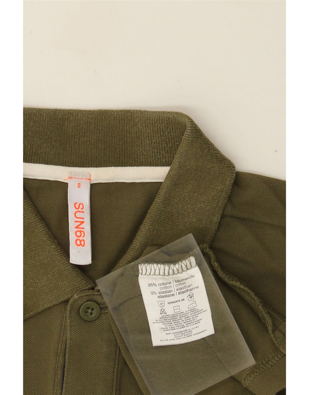 Męska koszulka polo Sun68, mała, bawełniana khaki