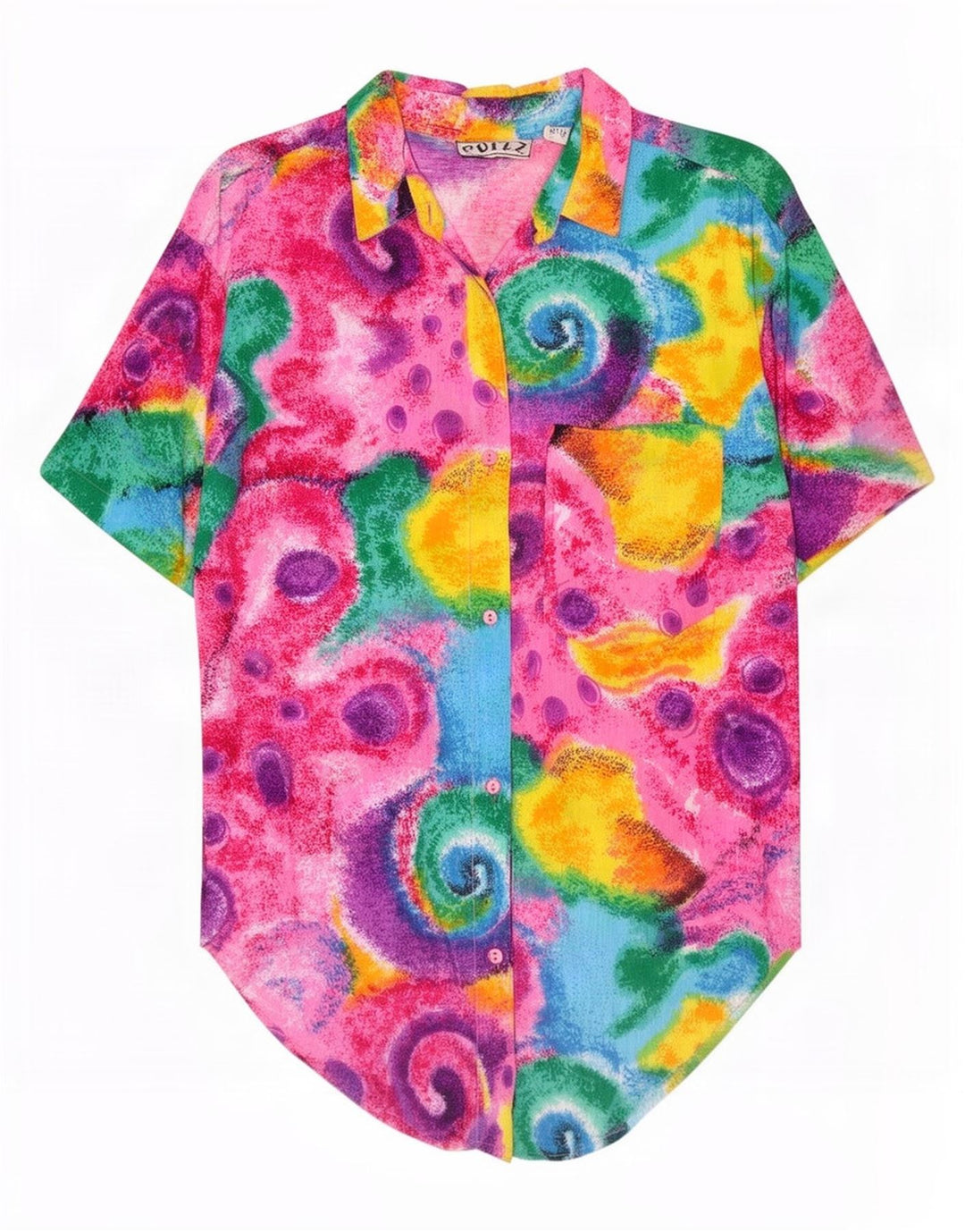 Blusa feminina vintage com estampa abstrata UK 14 média multicolorida
