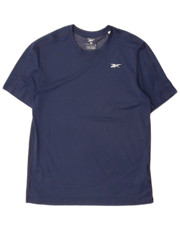 Reebok Mens Speedwick T-Shirt Top Medium Navy Blue Polyester