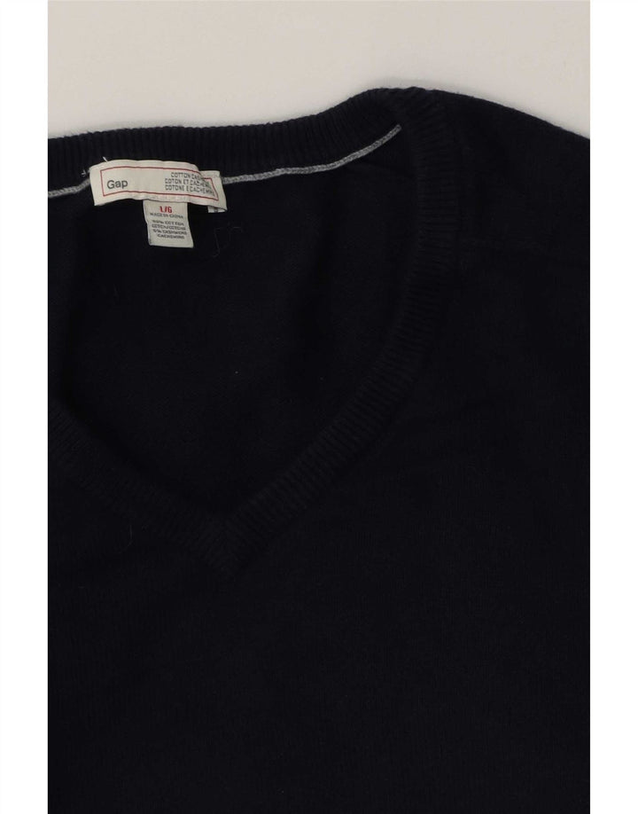 Gap Mens V-Neck Jumper Sweater Large Navy Blue Cotton
