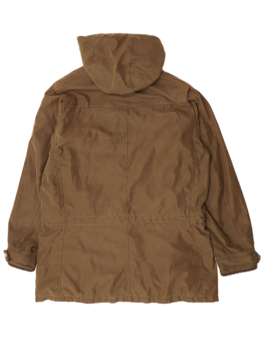 Giacca Parka da donna con cappuccio e zip Musto UK 16 grande poliestere kaki classico