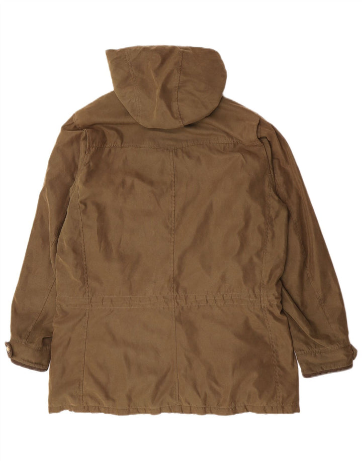 Giacca Parka da donna con cappuccio e zip Musto UK 16 grande poliestere kaki classico