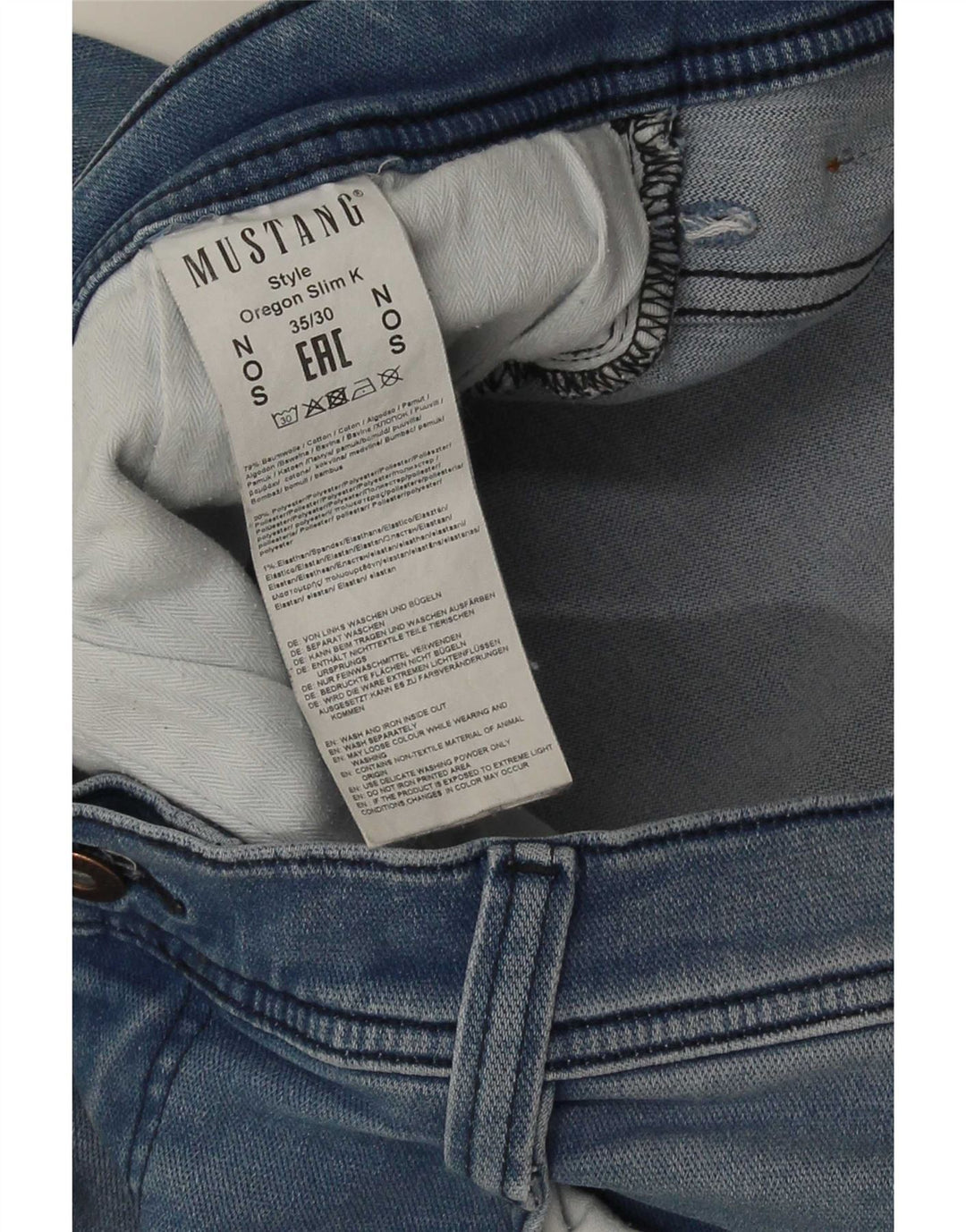 Mustang Mens Oregon Slim Jeans W35 L30 Blue Cotton