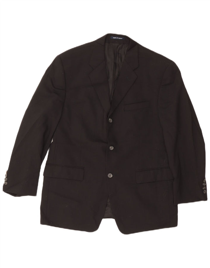 Chaps Mens 3 Button Blazer Jacket UK 38 Medium Black Wool