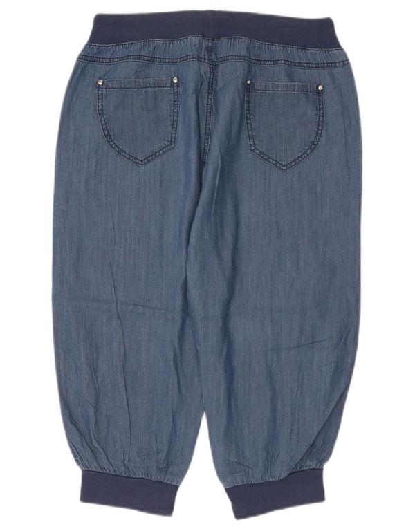 Vintage Damen Joggers Caprihose XL W36 L19 Blaue Baumwolle