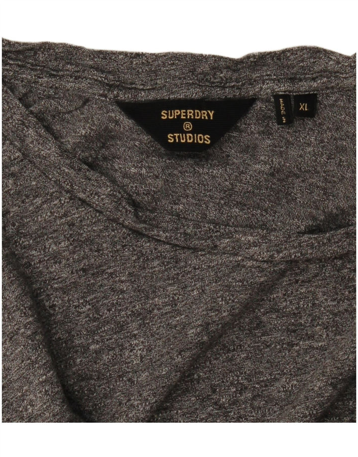 Superdry Mens T-Shirt Top XL Grey Flecked
