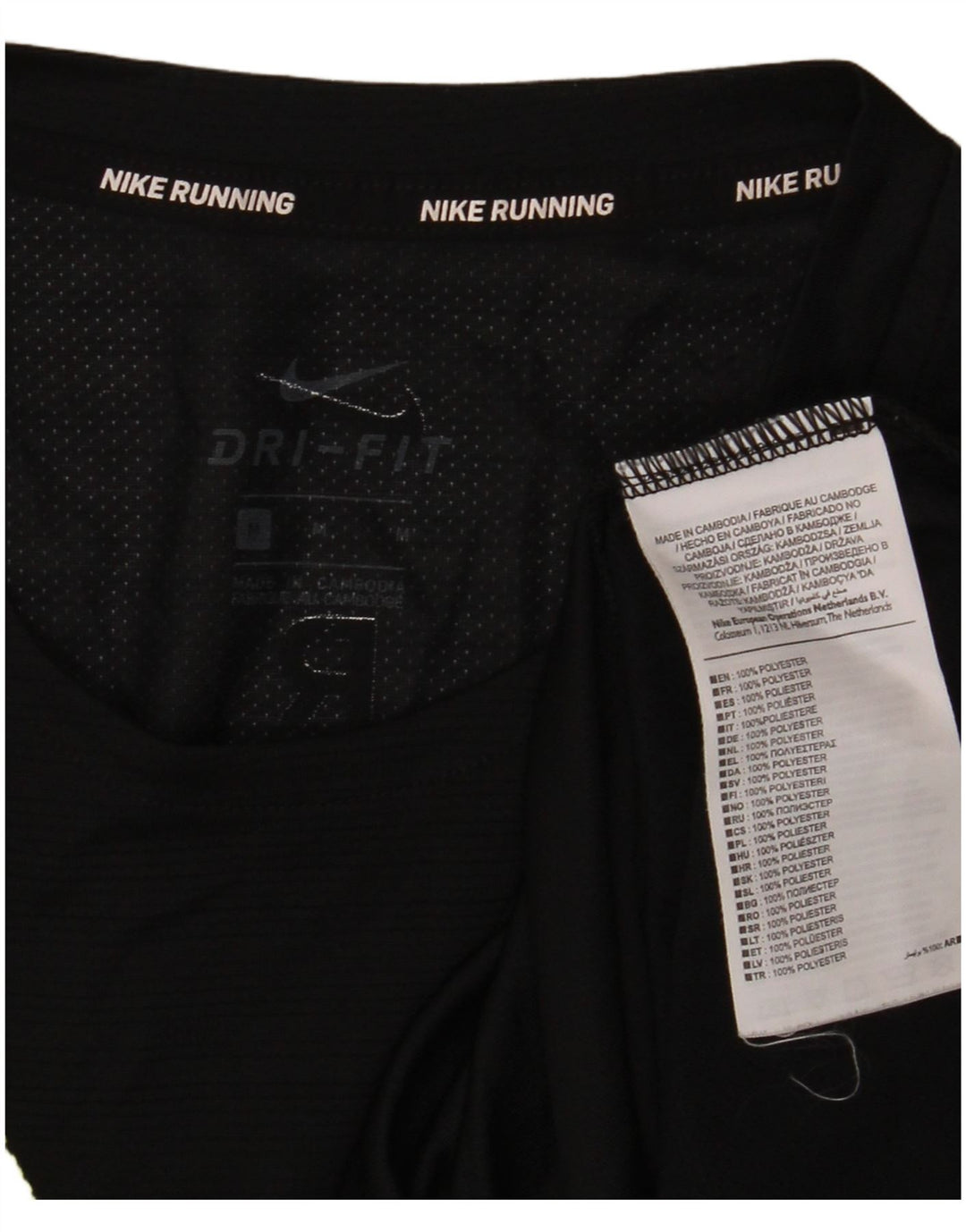 NIKE Womens Dri Fit Graphic T-Shirt Top Medium Black Polyester