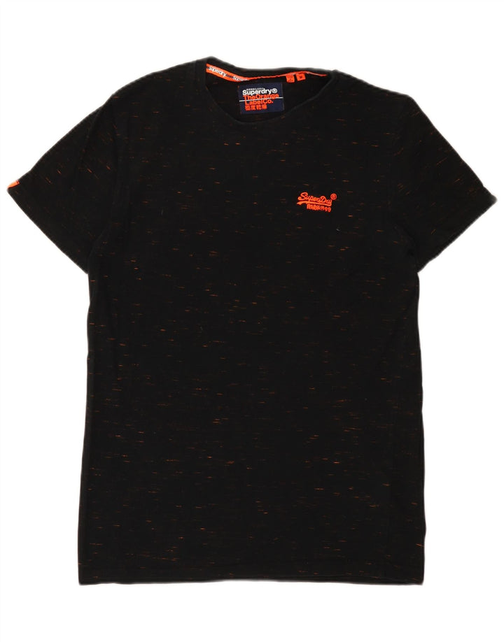 Superdry Mens T-Shirt Top Medium Black Flecked Cotton