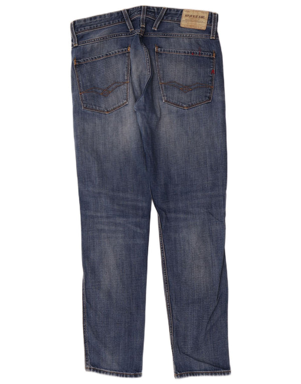 Replay Herren Slim Jeans W32 L32 Blaue Baumwolle