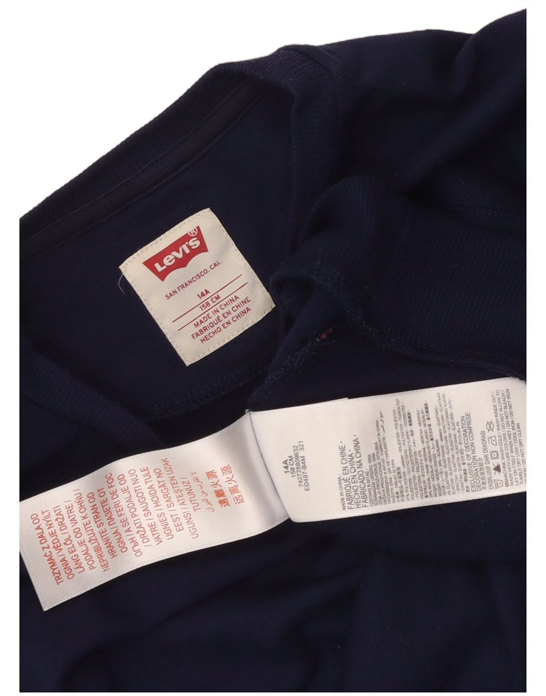 Levi's Girls Crop Sweatshirt Jumper 13-14 Years Navy Blue Polyester