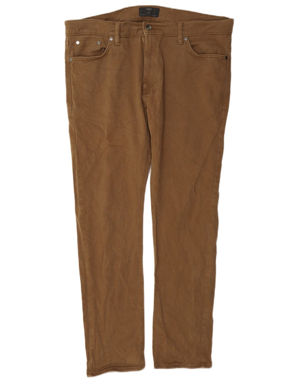 Marks & Spencer Mens Slim Casual Trousers W38 L31 Brown Cotton