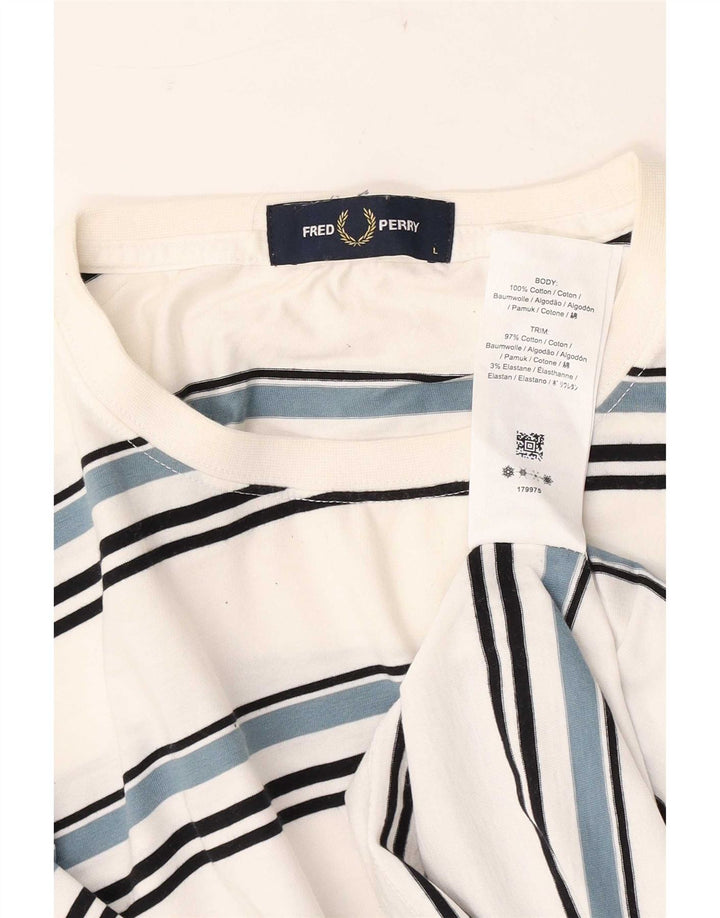 T-shirt da uomo Fred Perry Top grande in cotone a righe bianche