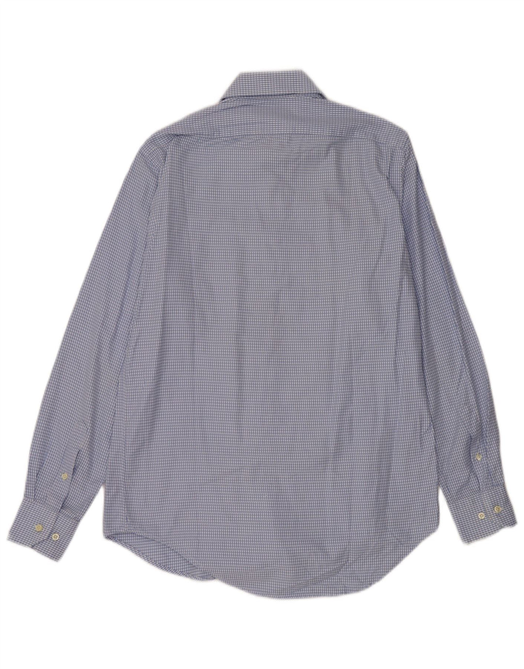 Massimo Dutti Mens Shirt Size 40 Medium Blue Houndstooth Cotton