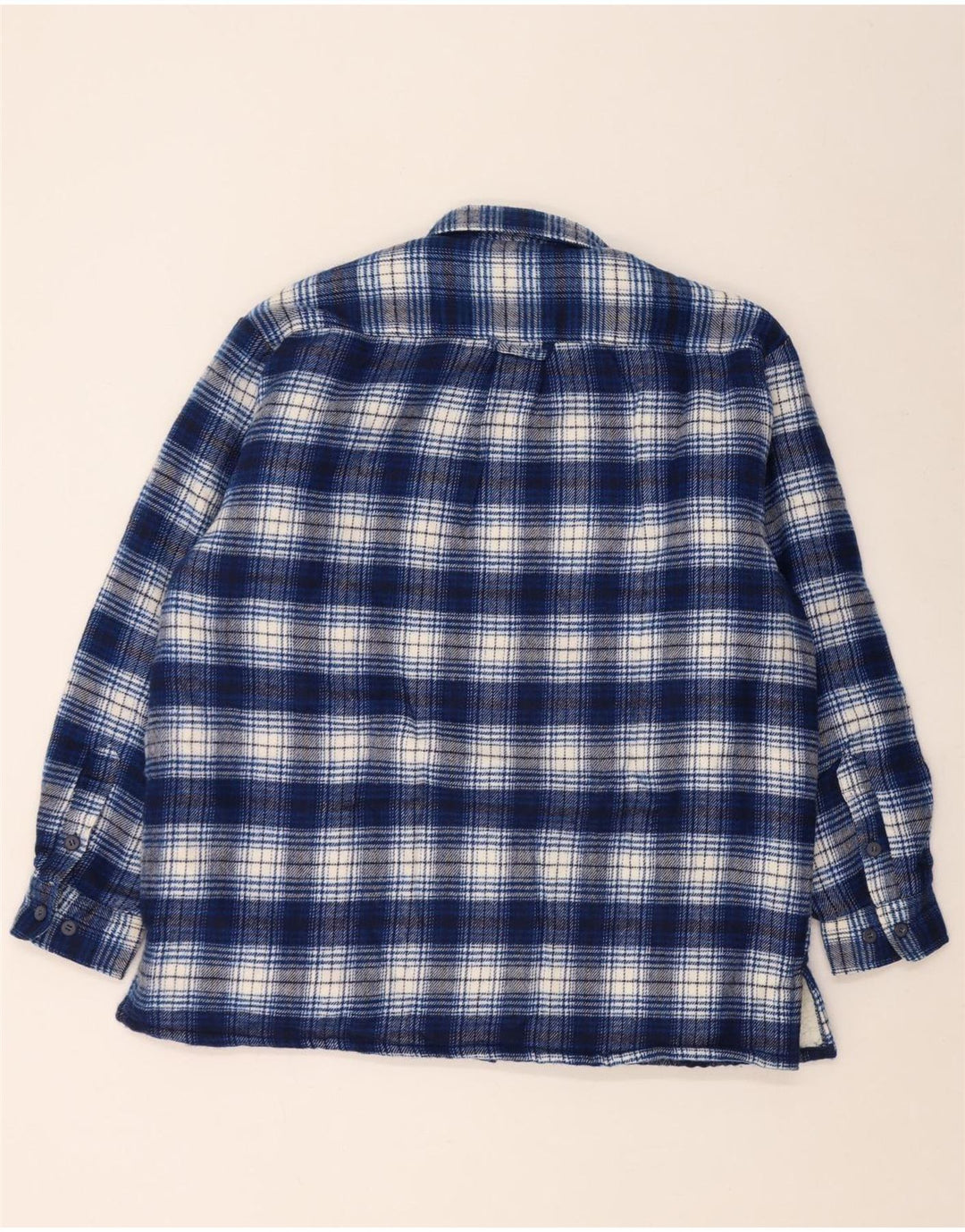Vintage Mens Lumberjack Flannel Shirt Large Blue Check Acrylic