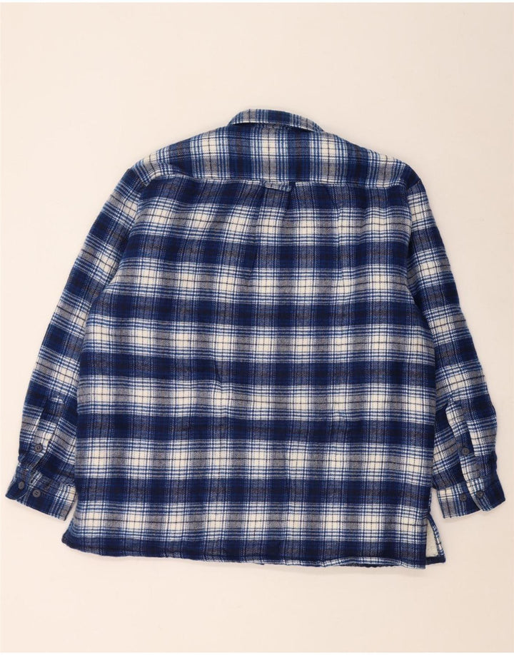 Vintage Mens Lumberjack Flannel Shirt Large Blue Check Acrylic