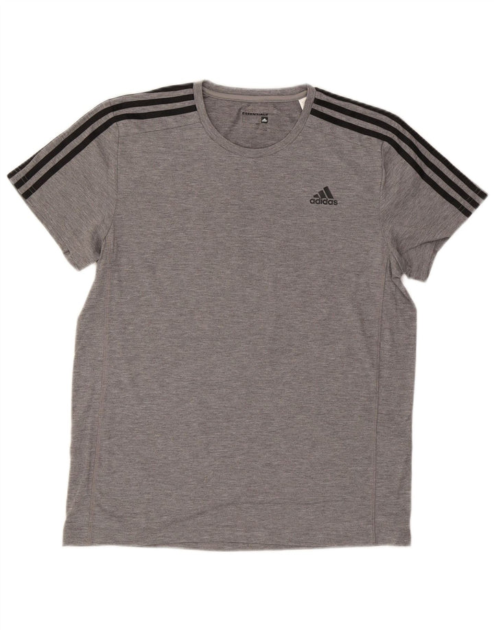 ADIDAS Mens Climalite T-Shirt Top Large Grey Polyester