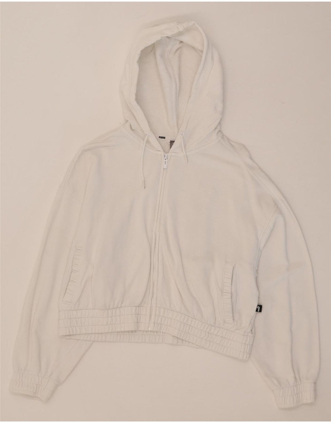 Puma Womens Crop Zip Hoodie Sweater UK 14 Medium White