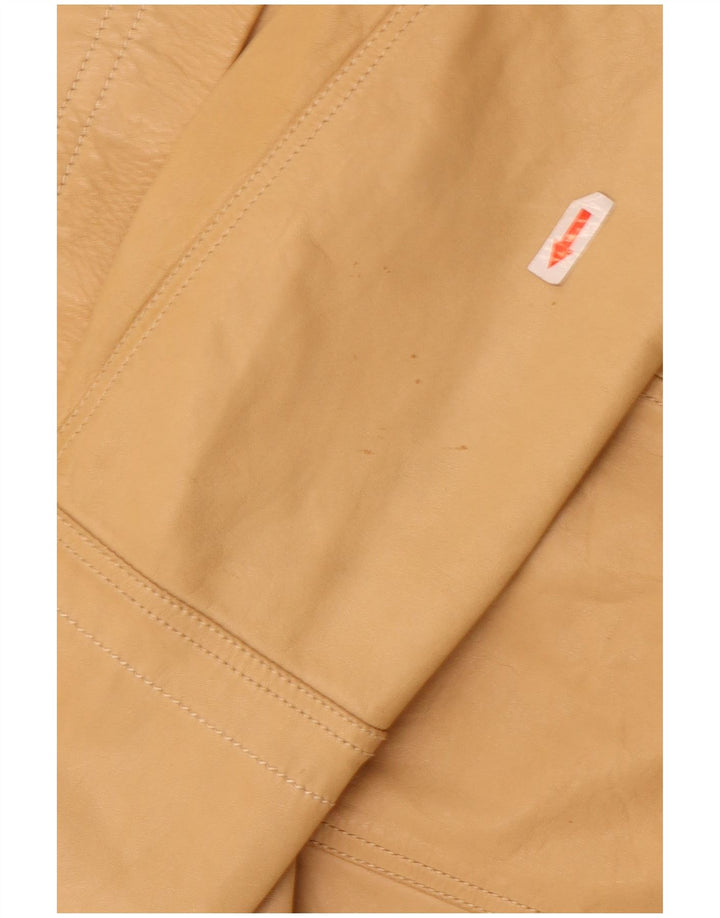 Dekker Mens Military Leather Jacket UK 38 Medium Beige