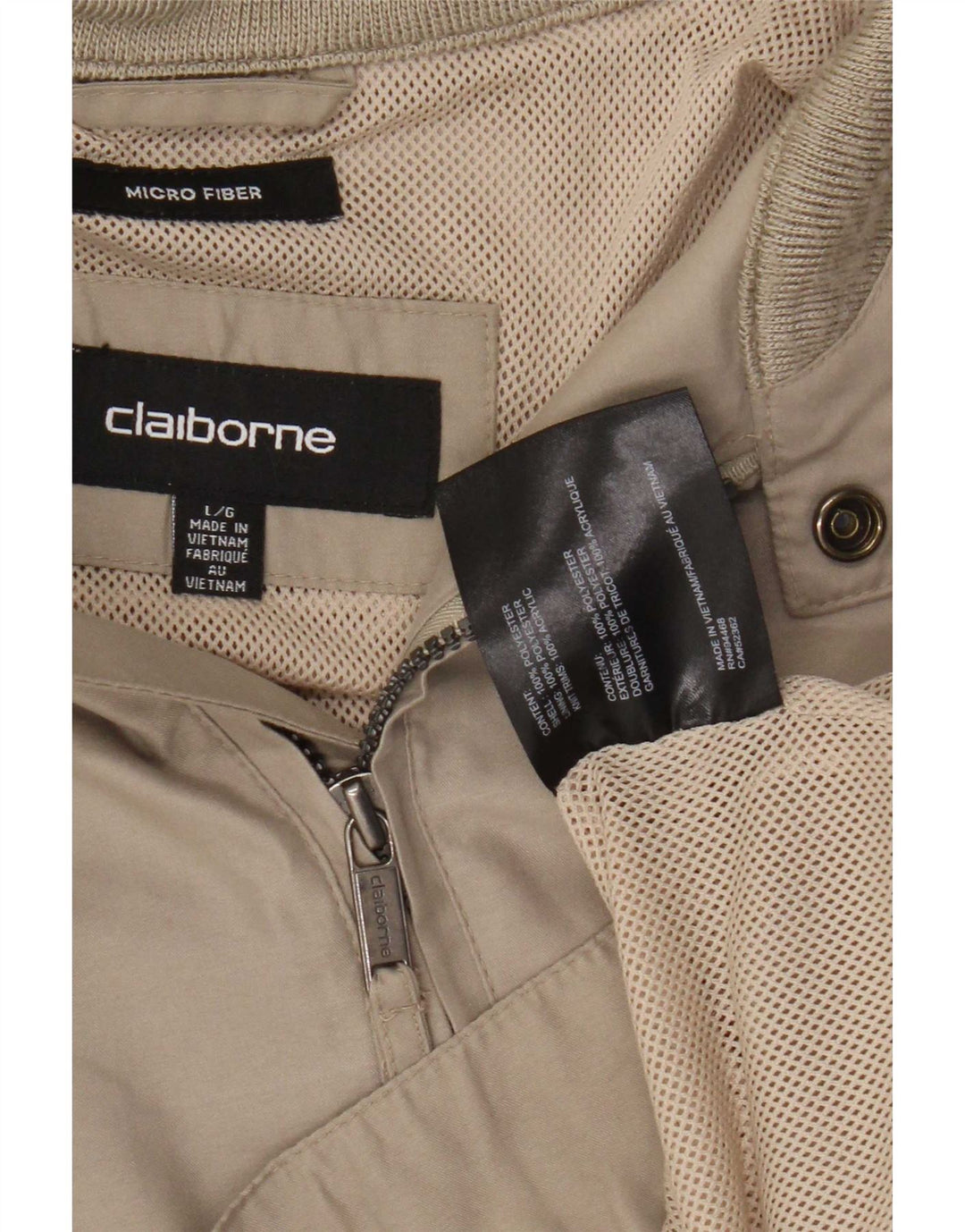 Vintage Bomberjakke til mænd UK 40 Large Beige Polyester