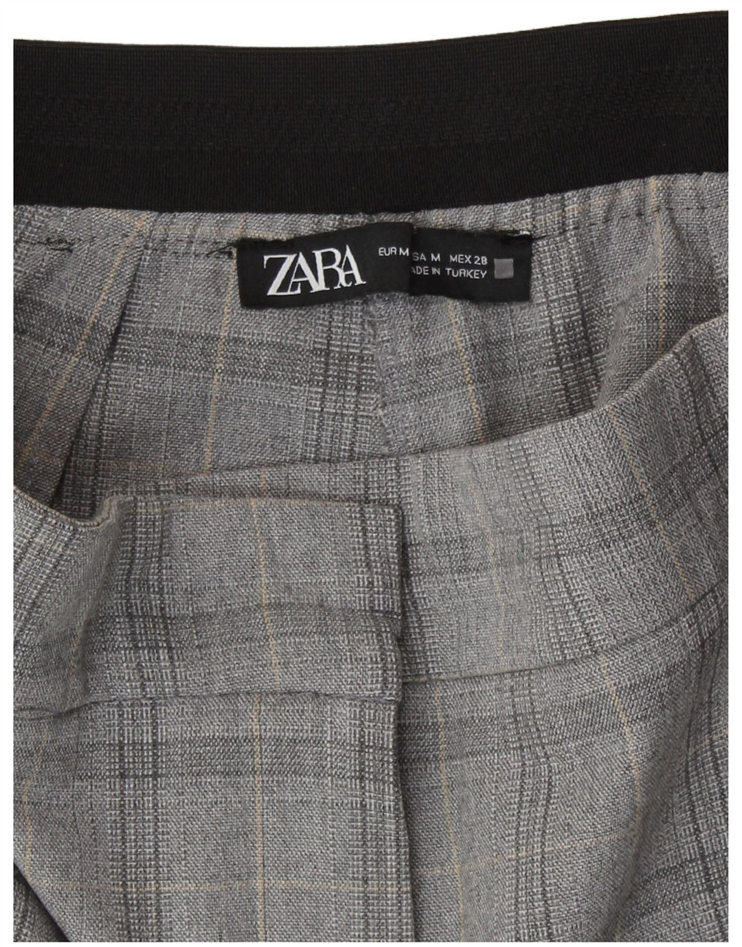 Zara Dame Slim Chino Bukser Medium W28 L27 Grå ternet polyester