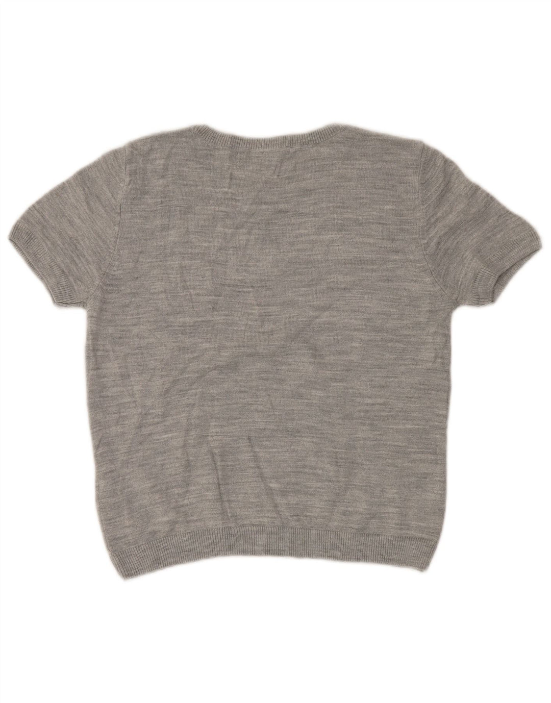 MARKS & SPENCER Womens Crop Crew Neck Jumper Sweater UK 12 Medium Grey