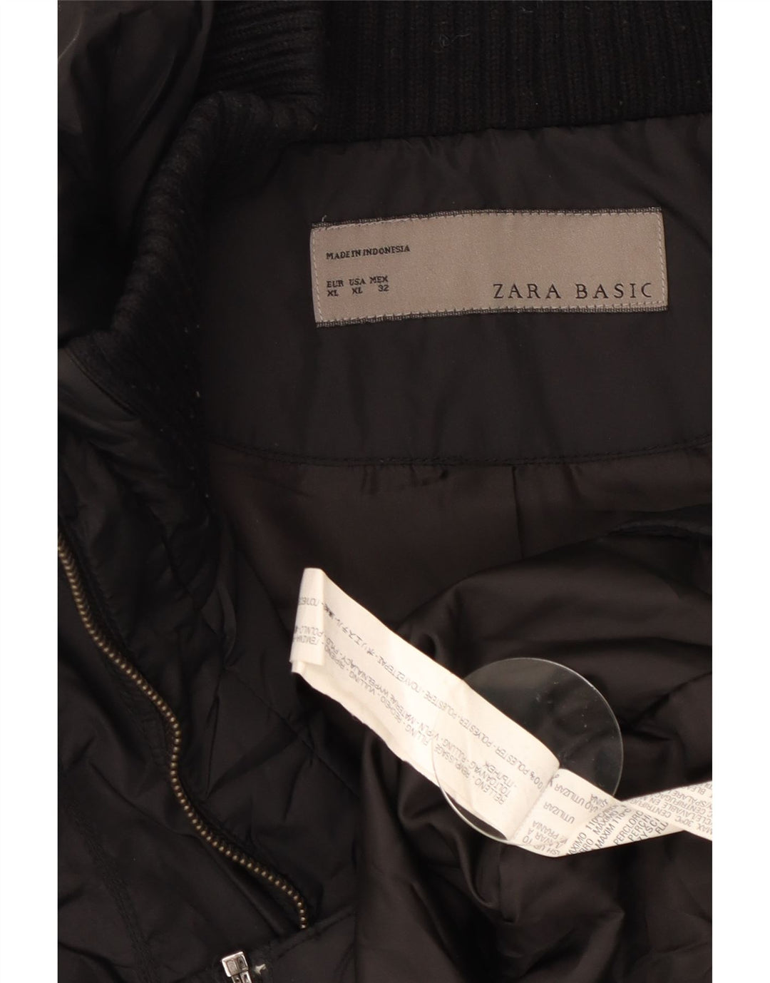 Zara Quiltet jakke til kvinder UK 18 XL Sort Polyester