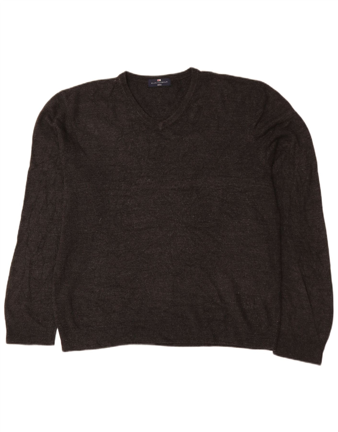 Marks & Spencer Mens Blue Harbour V-Neck Jumper Sweater XL Grey Acrylic