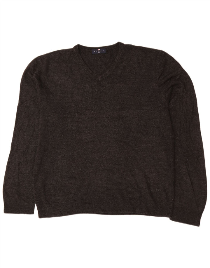 Marks & Spencer Mens Blue Harbour V-Neck Jumper Sweater XL Grey Acrylic